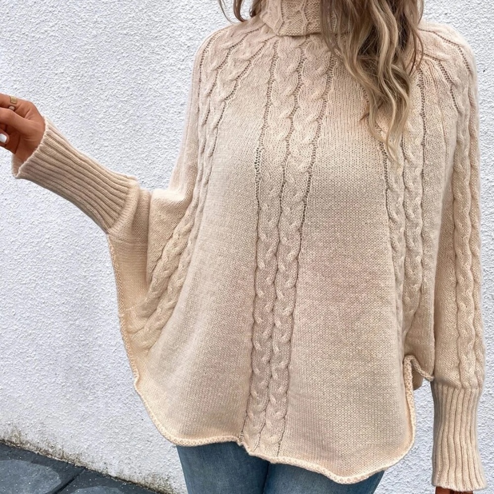 Cozy Turtleneck Knit Dolman Sleeve Sweater Top - Picture 5 of 5